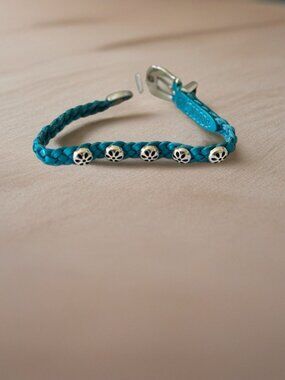 Brighton Silver Plated TURQUOISE LEATHER DAISY Wrist Wrap Bandit Bracelet NWT